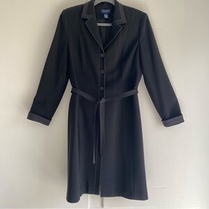 Vintage Ann Taylor 10 Petite Black Blazer Dress Coat Structured Lightly Lined